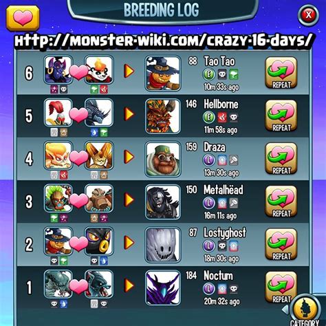 monster legends epic breeding chart.